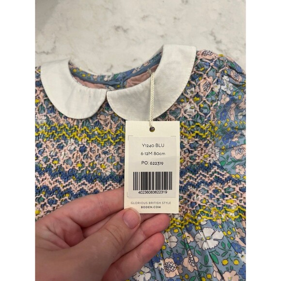 NWT Baby Boden Smocked 6-12 Months Peter Pan Collar Twirl Dress - Picture 3 of 4